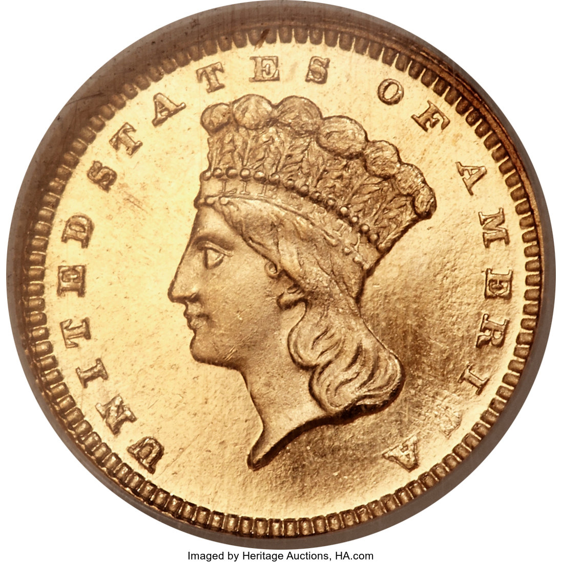 image for: 1877 G$1 PR65 Cameo NGC. CAC...