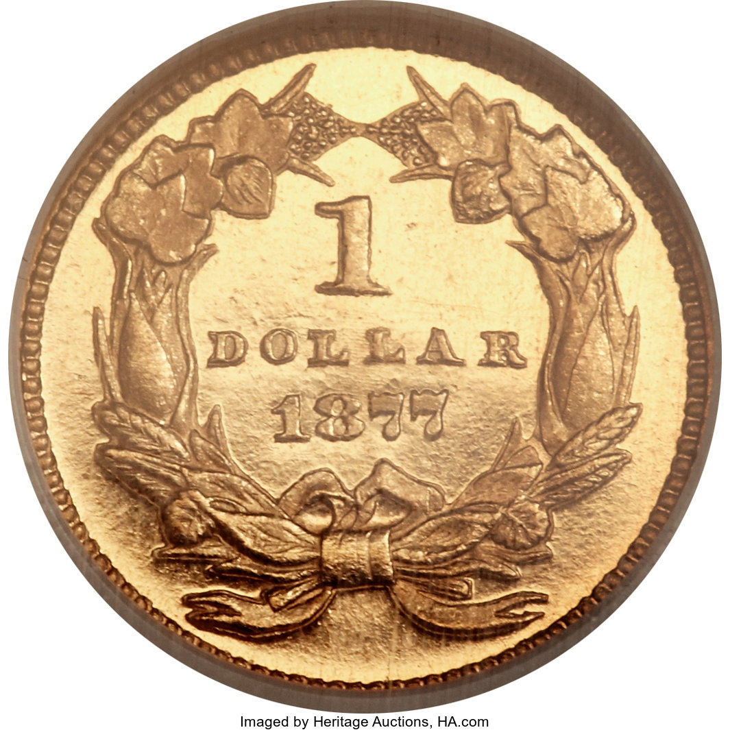 image for: 1877 G$1 PR65 Cameo NGC. CAC...