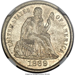 image for: 1869 10C Ten Cents, Judd-720, Pollock-801, High R.7, PR64 NGC....
