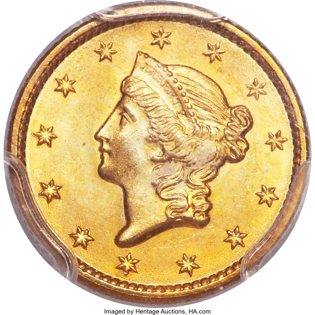image for: 1849 G$1 Closed Wreath MS66 PCGS....