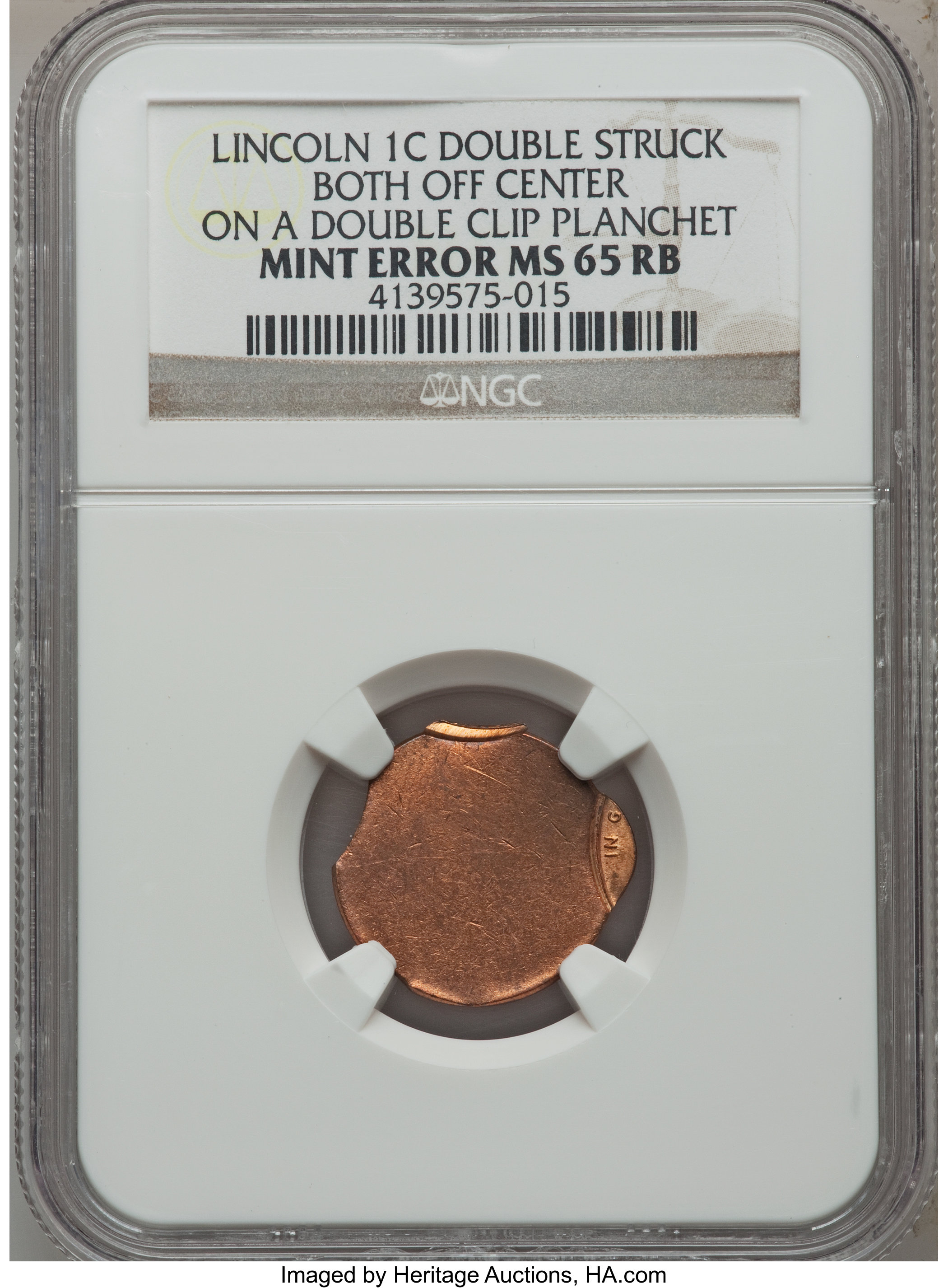 No Date 1C Lincoln Cents--Double Struck Both off Center on A Double Clip Planchet--MS65 Red Brown NGC. NGC Census: (0/0). P...