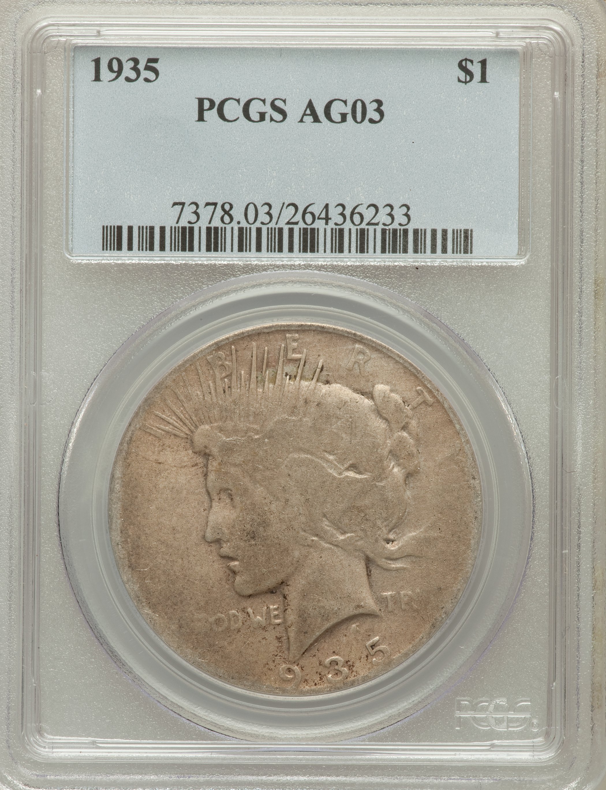 1935 $1 AG3 PCGS. PCGS Population (2/7505). NGC Census: (0/5954). Mintage: 1,576,000. Numismedia Wsl. Price for problem fre...