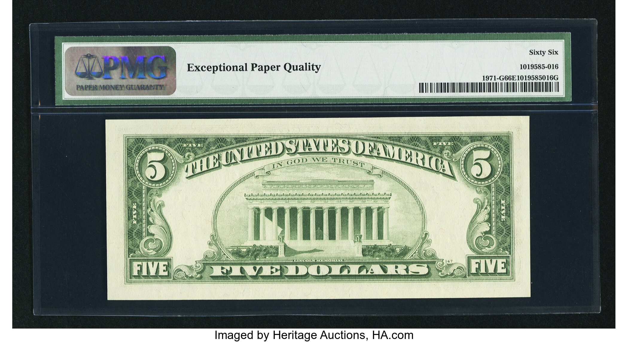image for: Fr. 1971-G $5 1969B Federal Reserve Note. PMG Gem Uncirculated 66 EPQ....