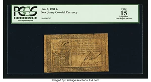 image for: New Jersey January 9, 1781 4s PCGS Apparent Fine 15....