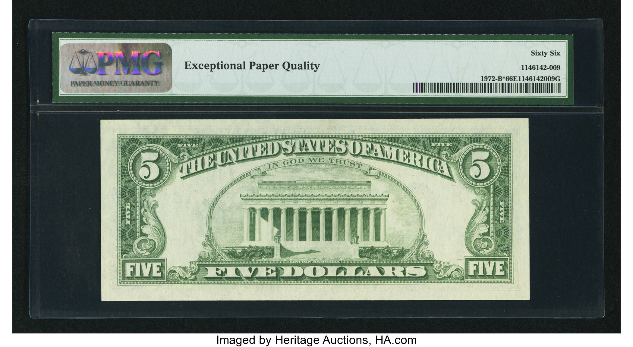 image for: Fr. 1972-B* $5 1969C Federal Reserve Star Note. PMG Gem Uncirculated 66 EPQ....