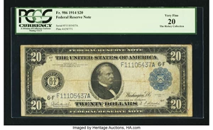 image for: Fr. 986 $20 1914 Federal Reserve Note PCGS Very Fine 20....