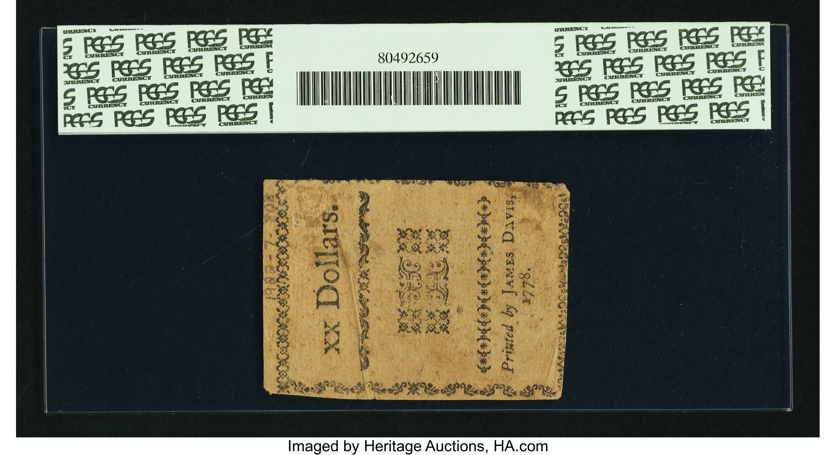 image for: North Carolina August 8, 1778 $20 American Virtue Triumphant PCGS Apparent Very Fine 20....