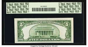image for: Fr. 1959-G $5 1934C Wide Federal Reserve Note. PCGS About New 50....