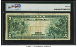 image for: Fr. 886 $5 1914 Federal Reserve Note PMG Choice Fine 15....
