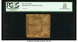 image for: Massachusetts October 16, 1778 4d PCGS Apparent Fine 15....