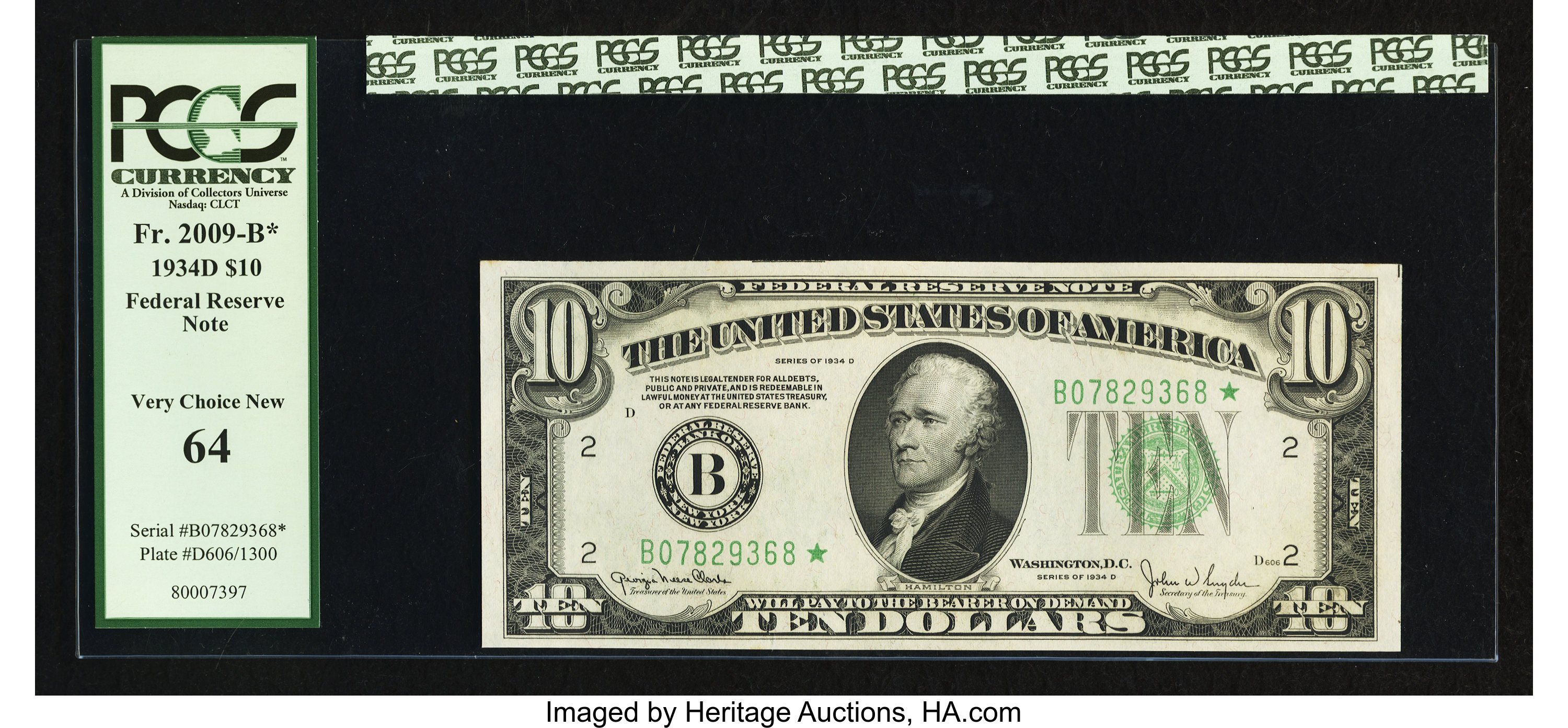 image for: Fr. 2009-B* $10 1934D Federal Reserve Note. PCGS Very Choice New 64....