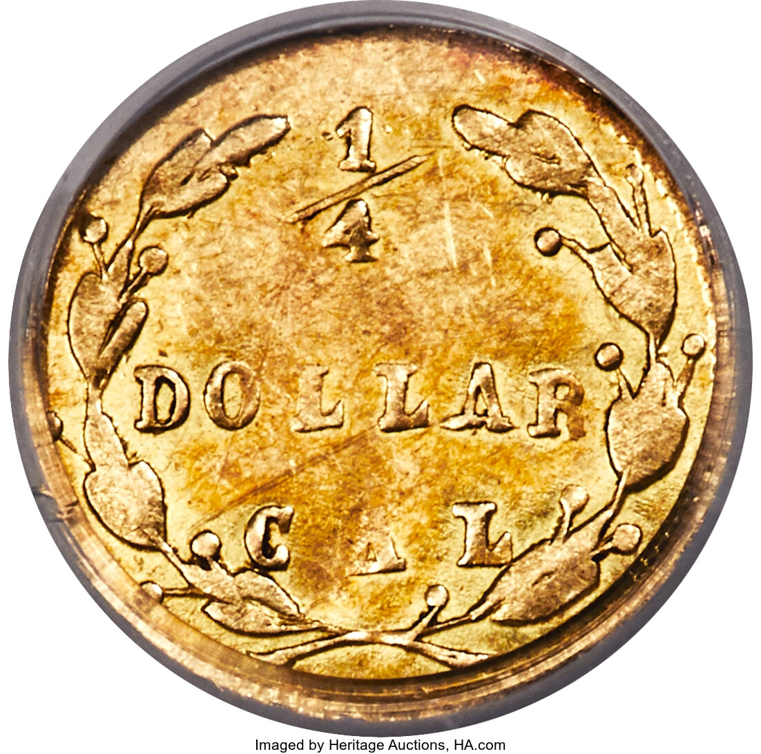 image for: 1870 25C Liberty Round 25 Cents, BG-836, High R.7, MS61 NGC. A very rare variety, with the date on the obverse and berries ...