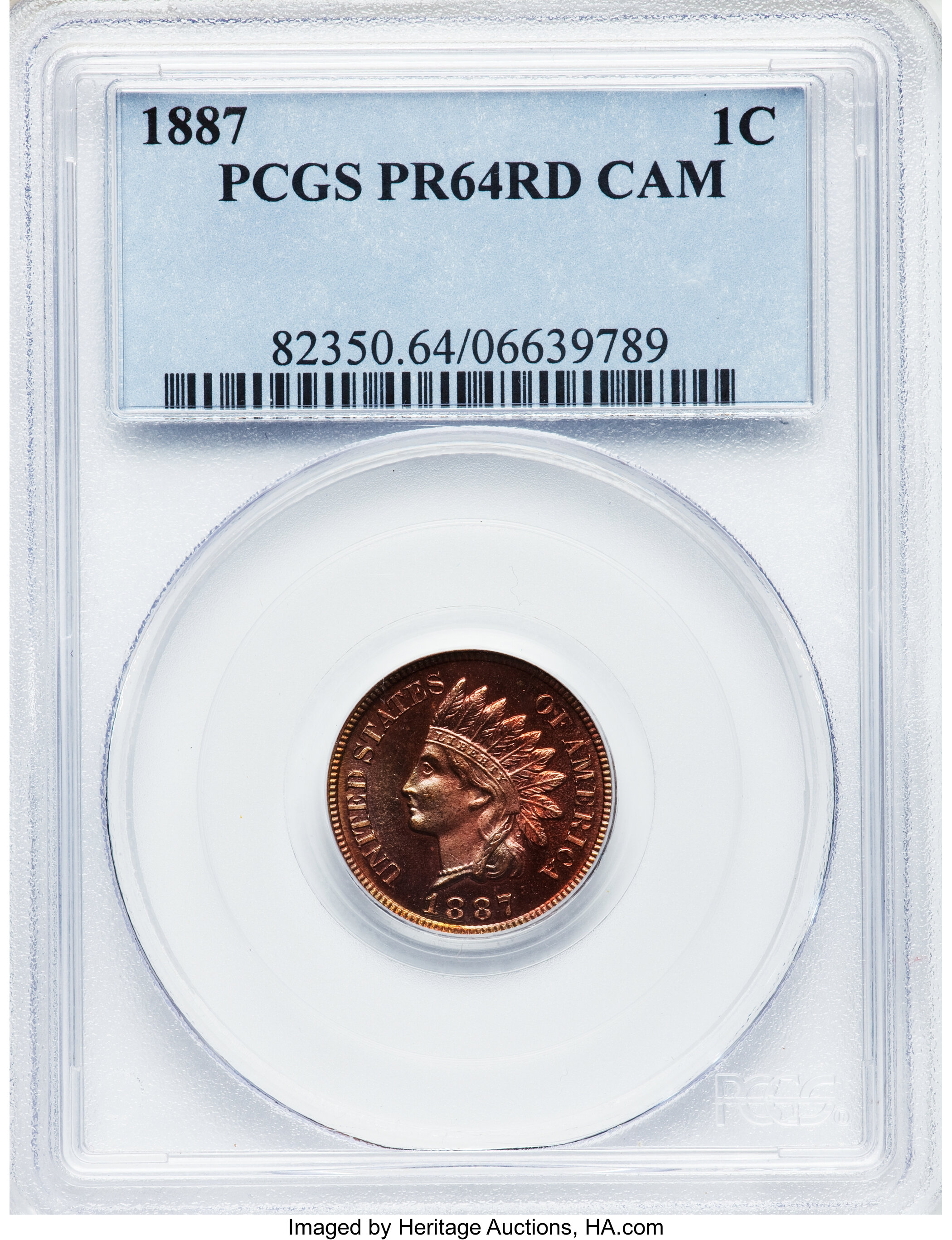 image for: 1887 1C PR64 Red Cameo PCGS....