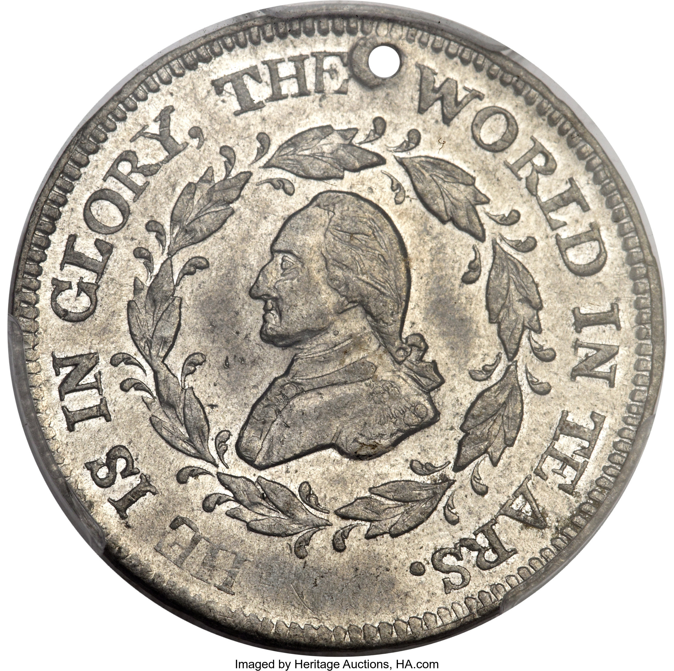 image for: (1800) MEDAL Washington Funeral Urn Medal, White Metal AU58 PCGS. Baker-166C, Die Variety 3-C2....