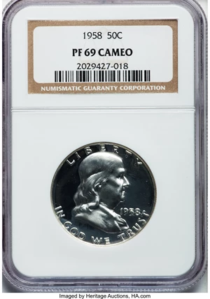 image for: 1958 50C PR69 Cameo NGC....