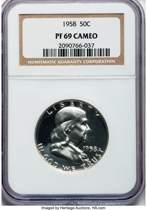 image for: 1958 50C PR69 Cameo NGC....