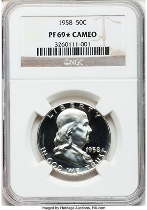 image for: 1958 50C PR69 ★ Cameo NGC....