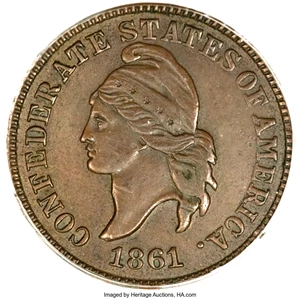 image for: 1861 Confederate States of America Cent PR62 Brown PCGS. Copper 1874 Haseltine Restrike, Breen-8008, R.5....