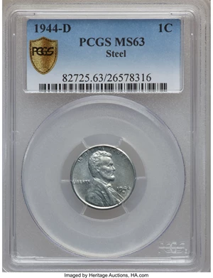 image for: 1944-D 1C On Steel Planchet MS63 PCGS Secure....