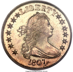 image for: 1807 50C Specimen MS65 PCGS. O-109, unique as a specimen strike....