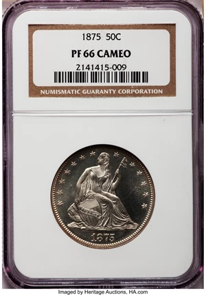 image for: 1875 50C PR66 Cameo NGC....