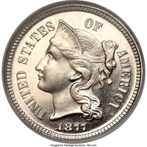 image for: 1877 3CN Three Cent Nickel PR66 Ultra Cameo NGC....