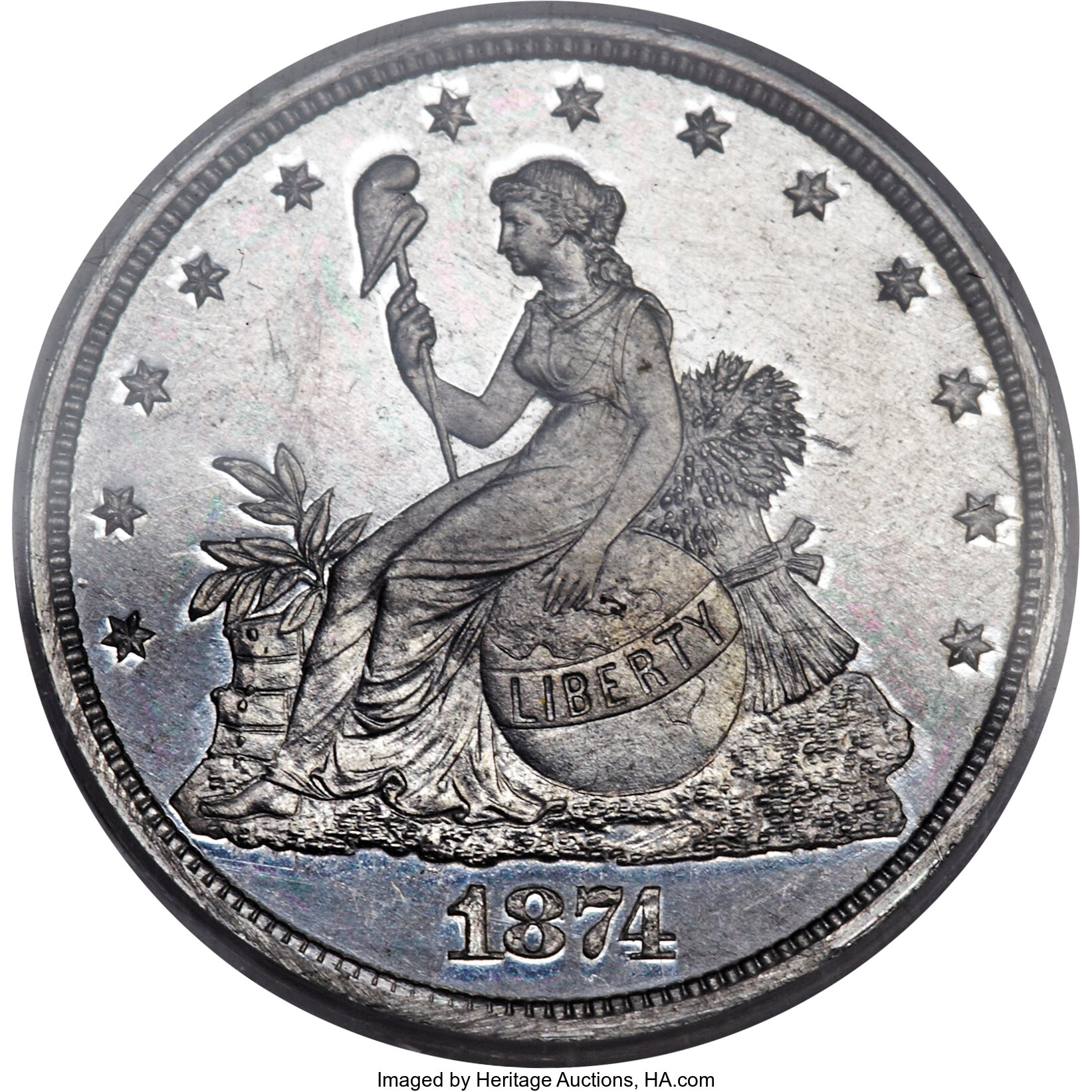 image for: 1874 20C Twenty Cents, Judd-1356, Pollock-1500, High R.7, PR66 PCGS. CAC....