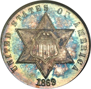 image for: 1869 3CS MS67 NGC....