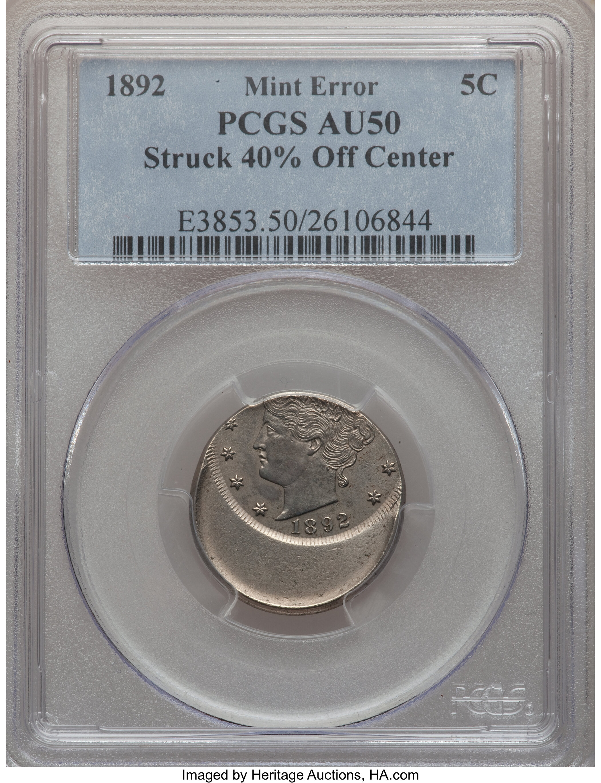 1892 5c AU50 thumbnail 4