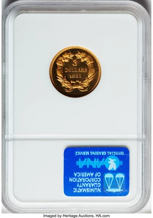 image for: 1881 $3 PR66 Cameo NGC....