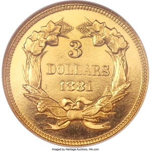 image for: 1881 $3 PR66 Cameo NGC....