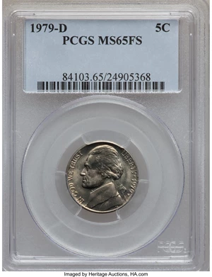 image for: 1979-D 5C MS65 Full Steps PCGS. PCGS Population (91/34). NGC Census: (11/4). Numismedia Wsl. Price for problem free NGC/PC...