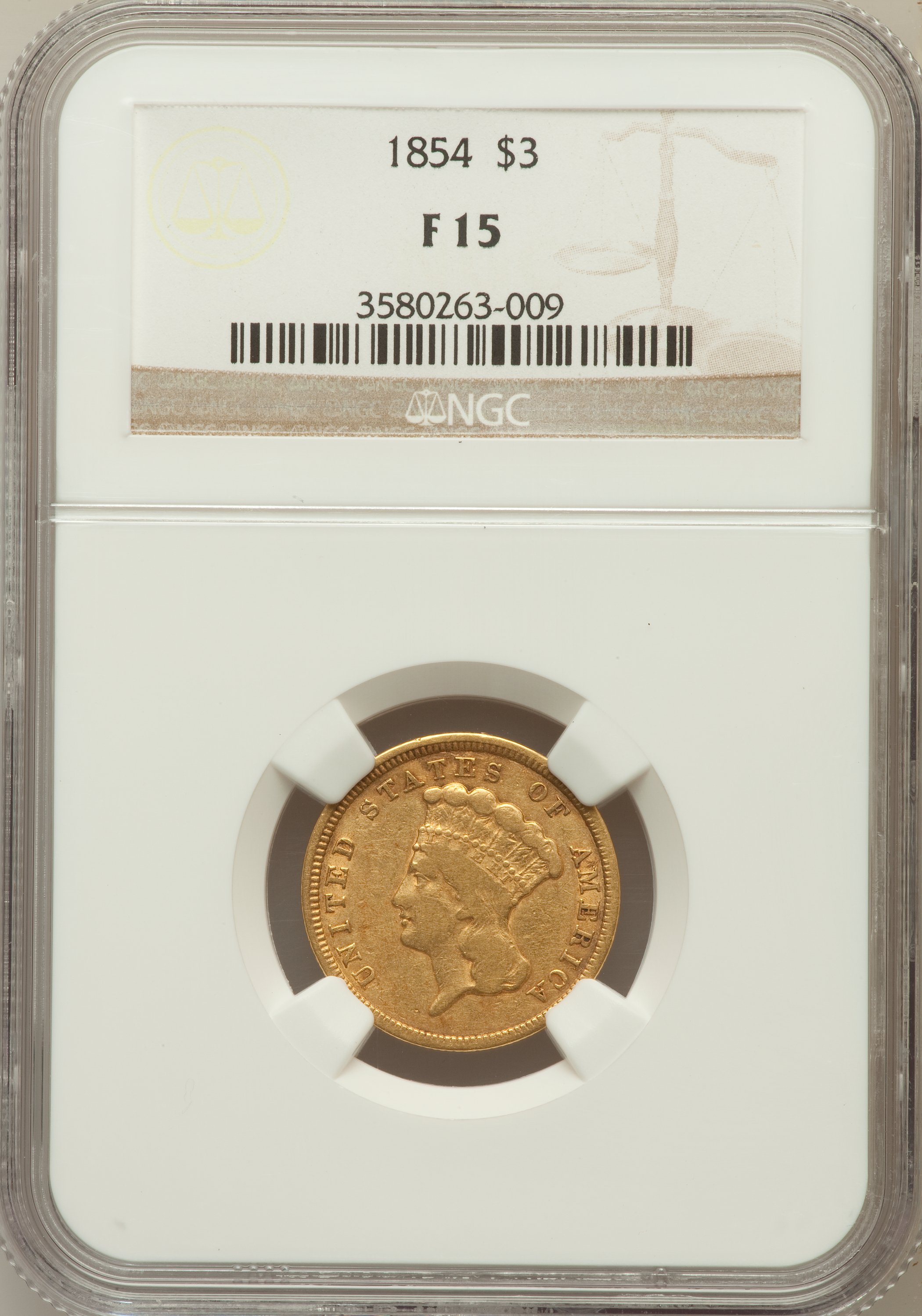 1854 $3 VF20 thumbnail 3