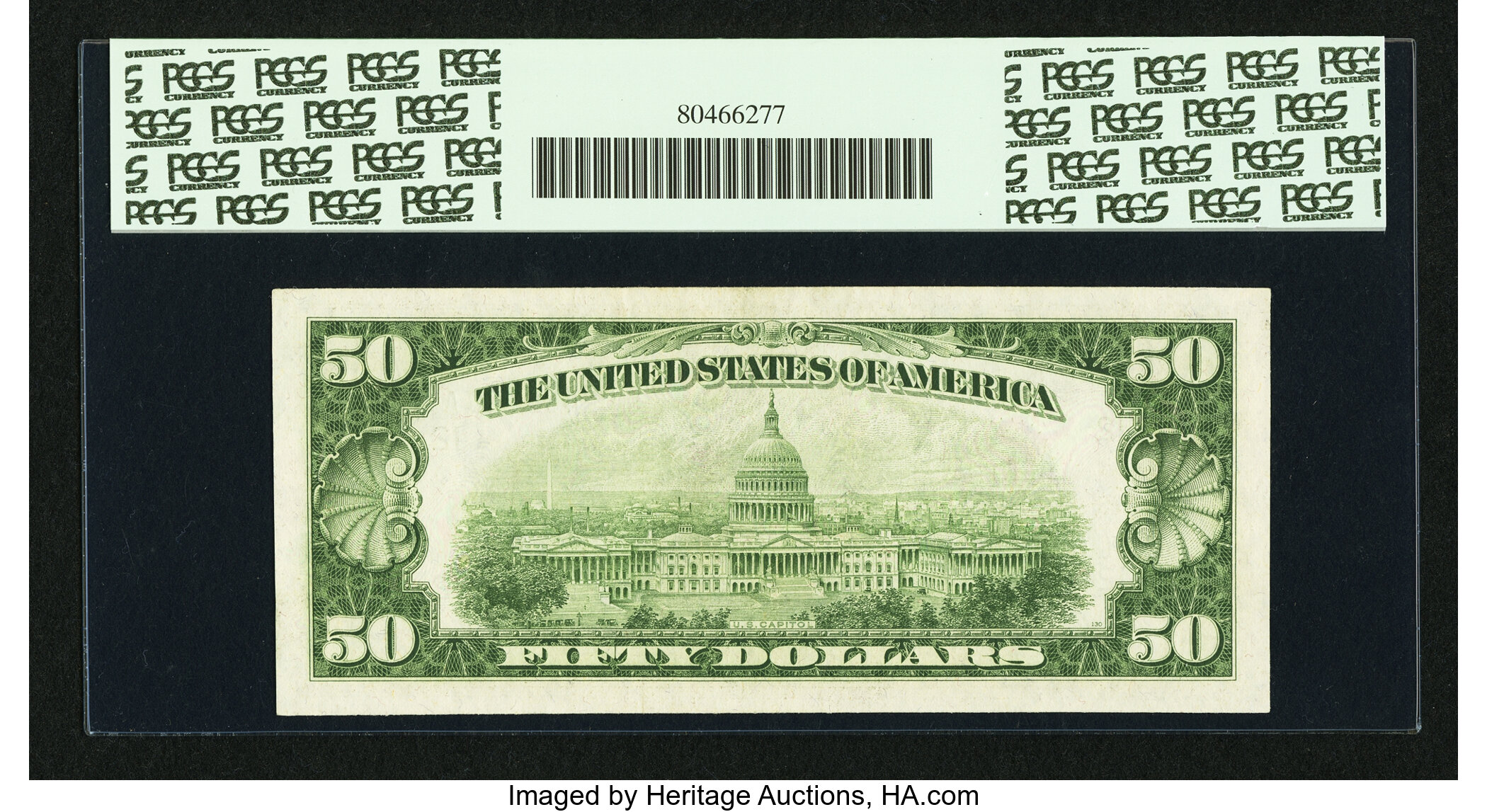 image for: Fr. 2107m-L $50 1950 Mule Federal Reserve Note. PCGS About New 50....