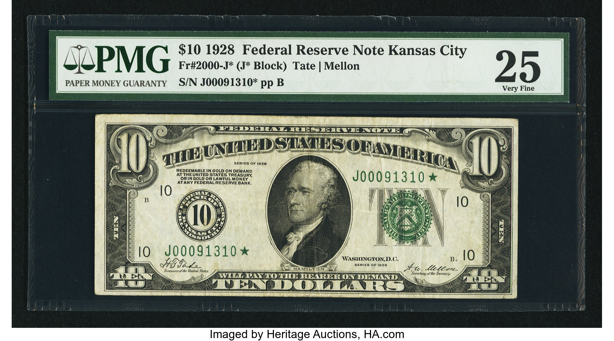 image for: Fr. 2000-J* $10 1928 Federal Reserve Star Note. PMG Very Fine 25....