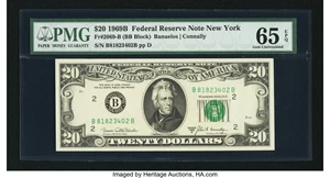 image for: Fr. 2069-B $20 1969B Federal Reserve Note. PMG Gem Uncirculated 65 EPQ....