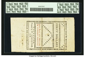image for: Georgia May 4, 1778 $40 PCGS Apparent Very Fine 35....