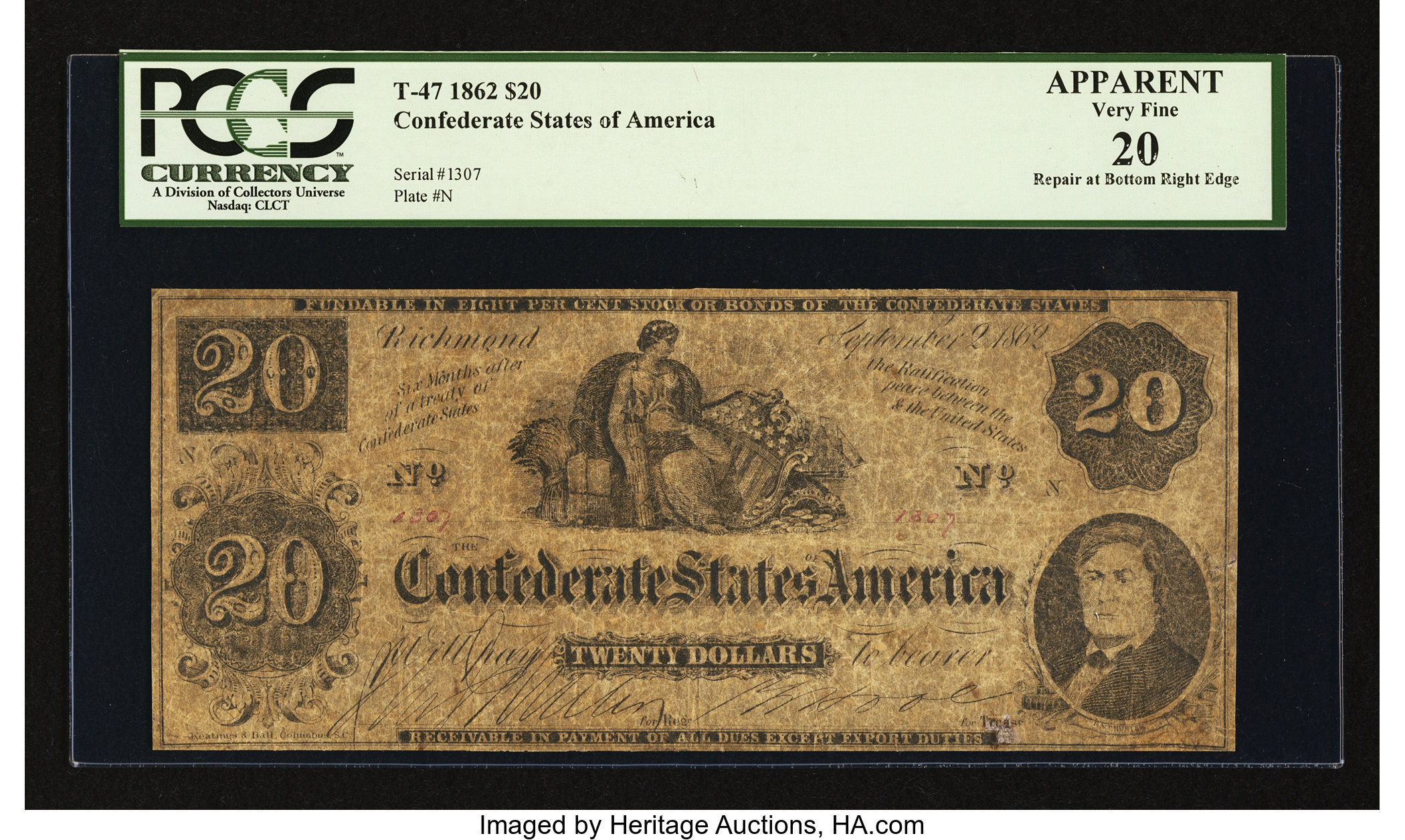 image for: T47 $20 1862 PF-1 Cr. 345....