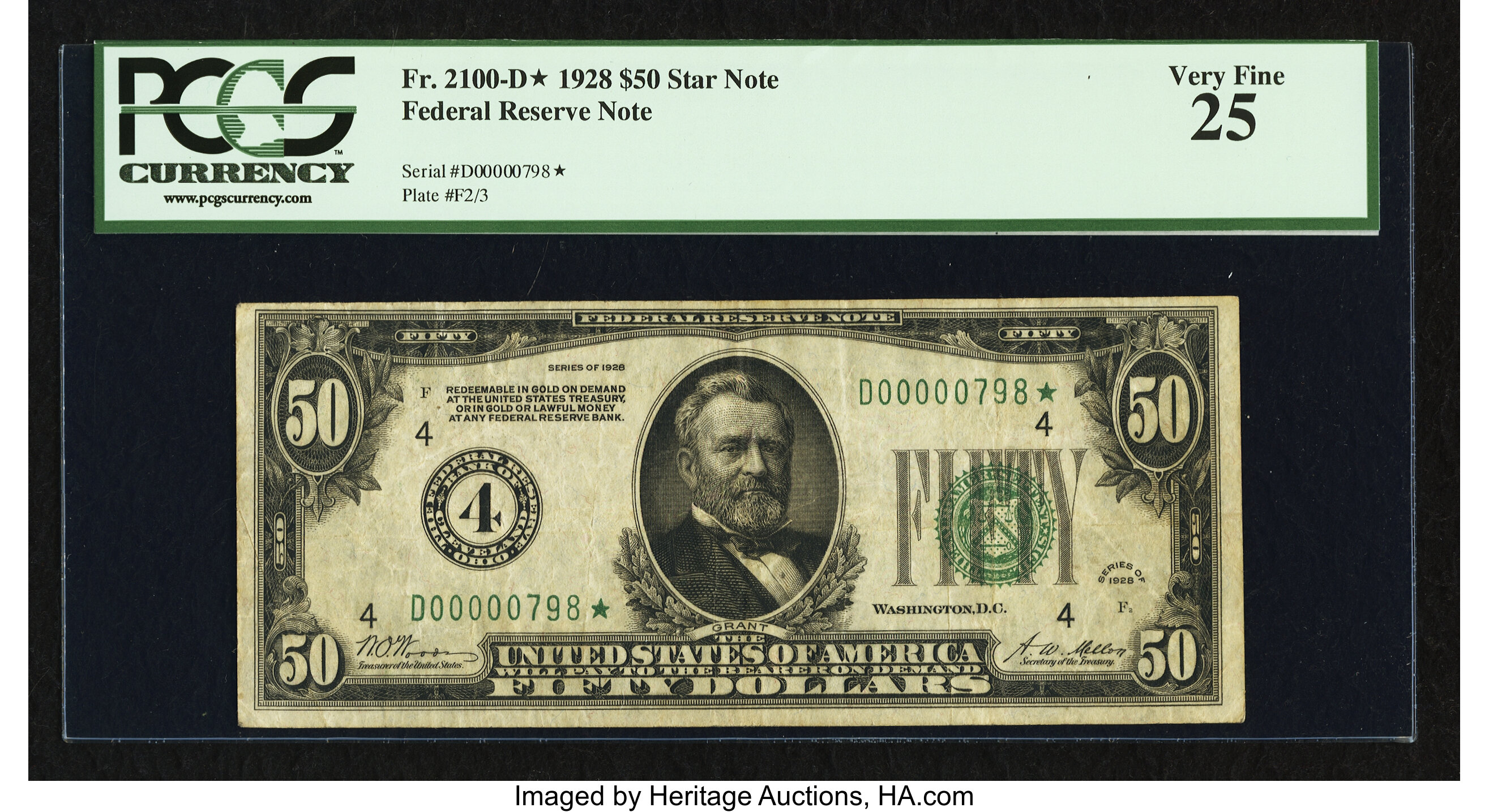 image for: Fr. 2100-D* $50 1928 Federal Reserve Note. PCGS Very Fine 25....