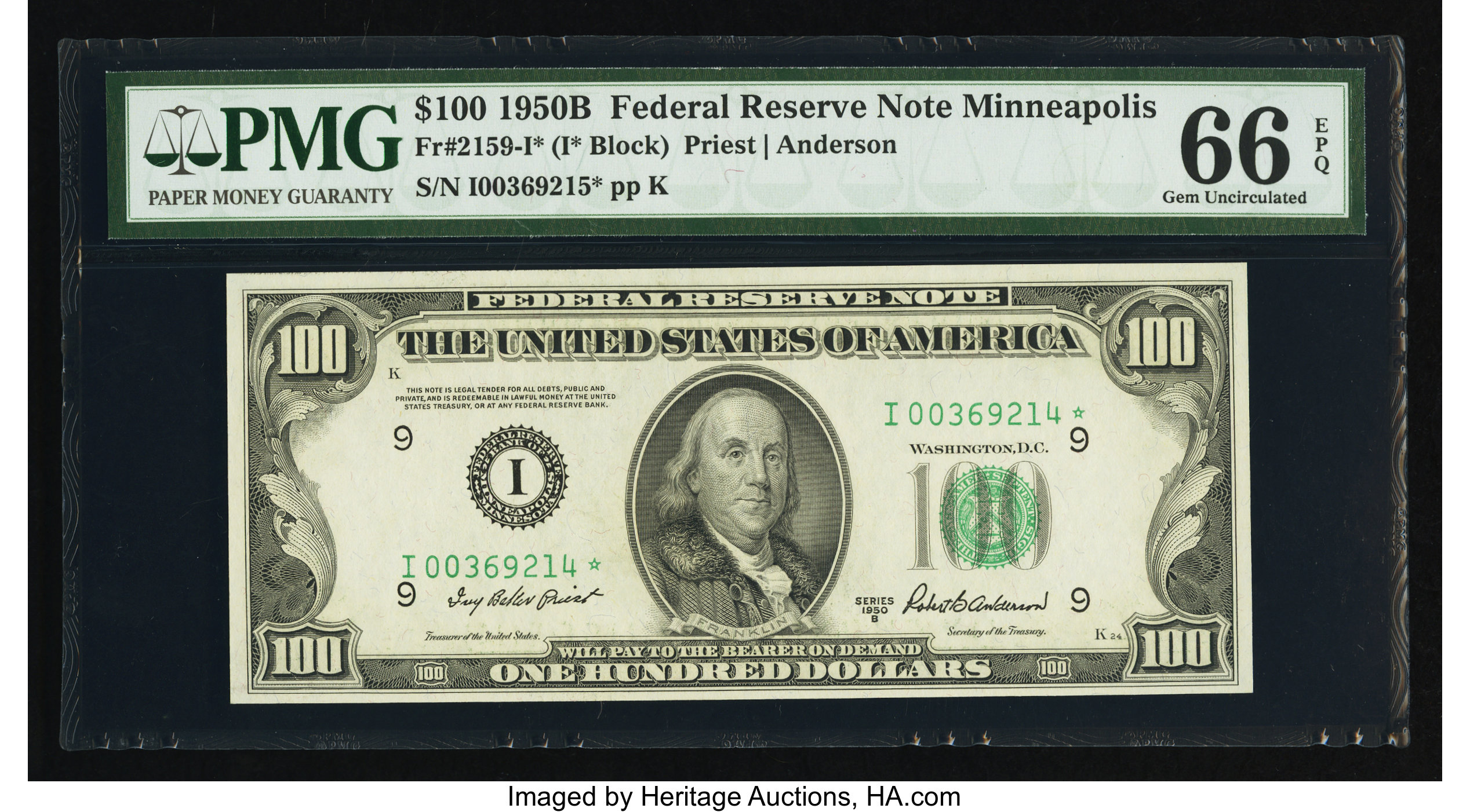image for: Fr. 2159-I* $100 1950B Federal Reserve Note. PMG Gem Uncirculated 66 EPQ....