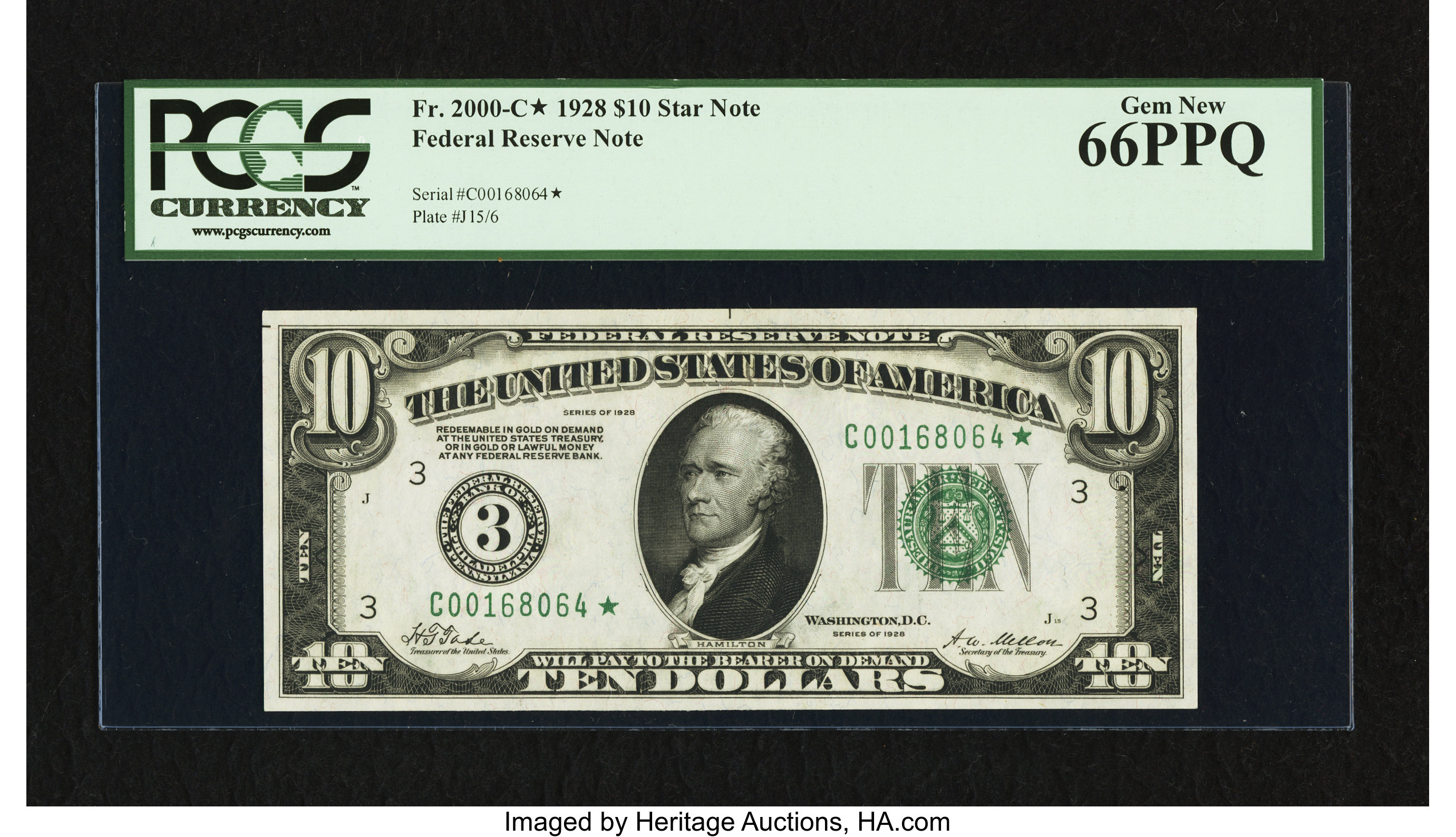 image for: Fr. 2000-C* $10 1928 Federal Reserve Note. PCGS Gem New 66PPQ....