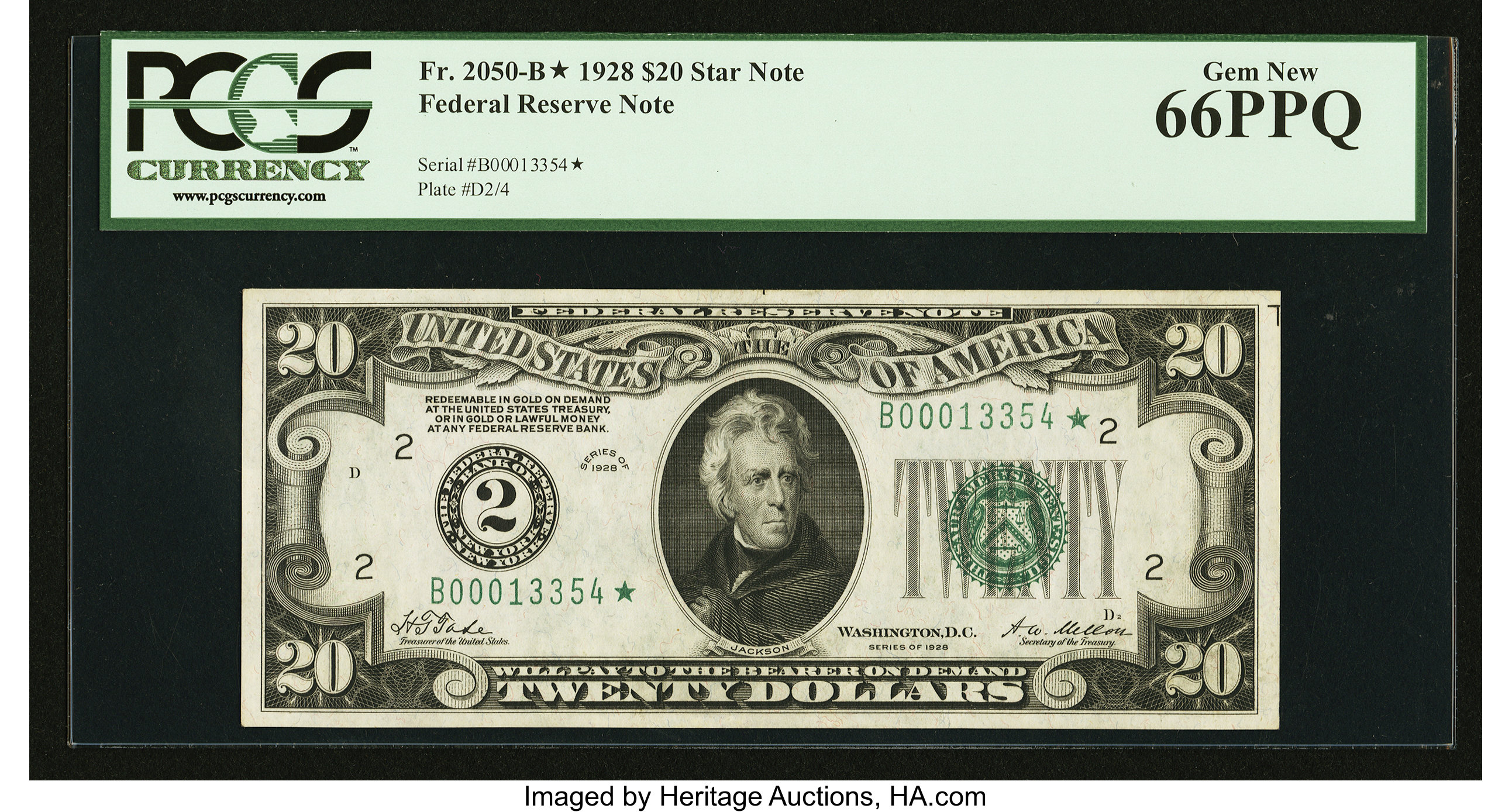 1928 $20 Replacement, New York (Fr. 2050B*)