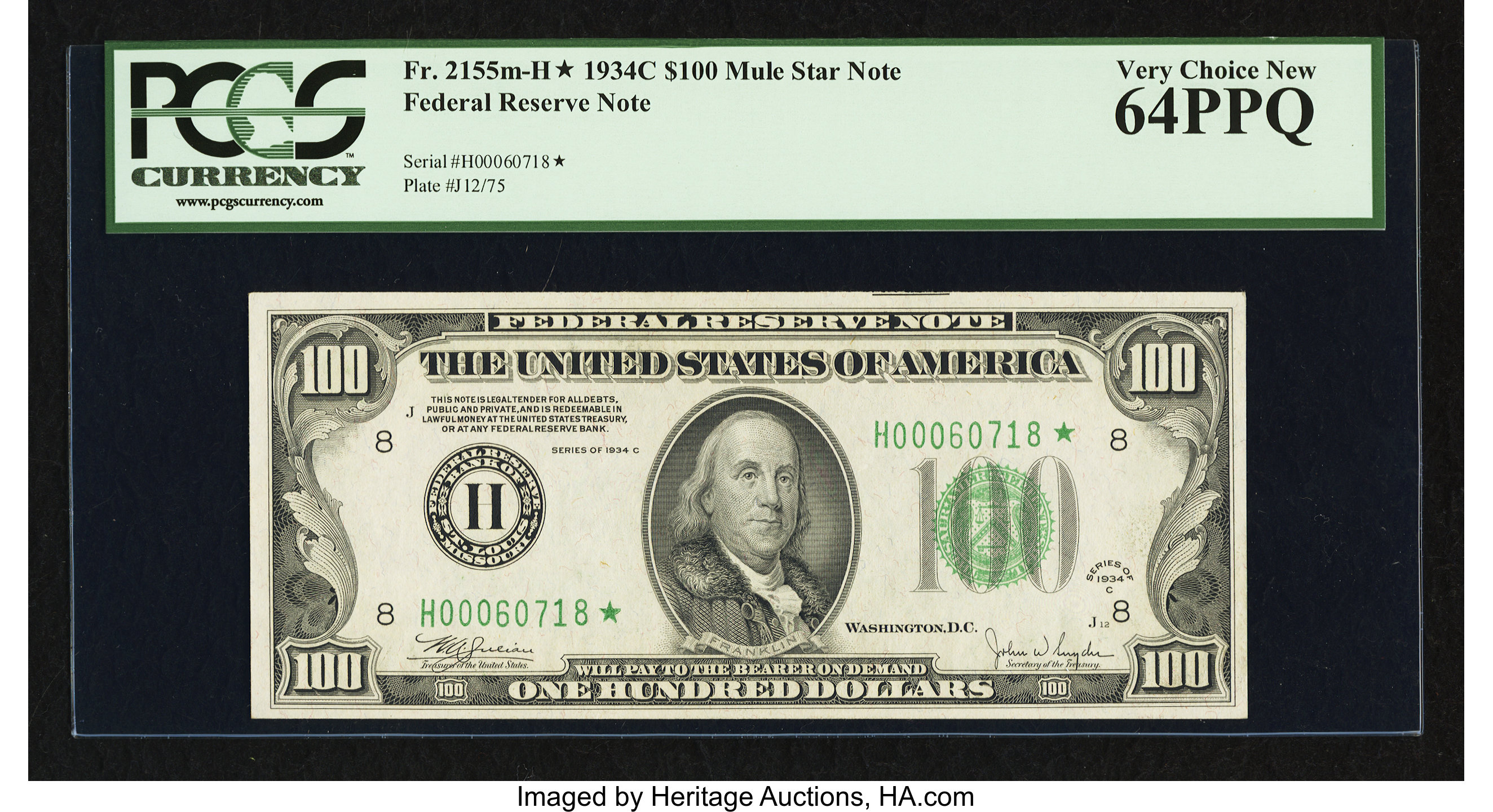 1934C $100 Replacement, St. Louis (Fr. 2155H*)