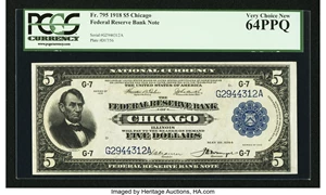image for: Fr. 795 $5 1918 Federal Reserve Bank Note PCGS Very Choice New 64PPQ....