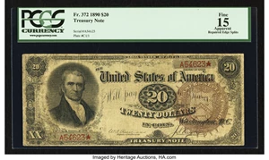 image for: Fr. 372 $20 1890 Treasury Note PCGS Apparent Fine 15....