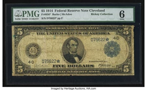 image for: Fr. 856* $5 1914 Federal Reserve Note PMG Good 6....
