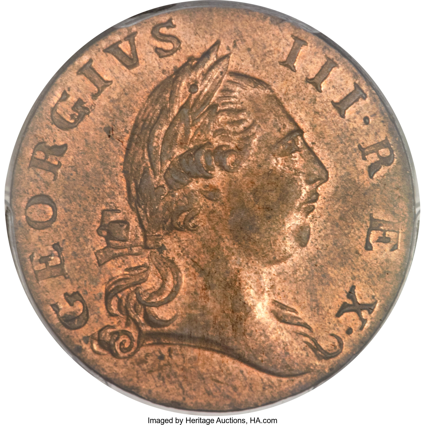 image for: 1773 1/2P Virginia Halfpenny, No Period MS63 Red PCGS. N. 7-D, W-1480, R.2....