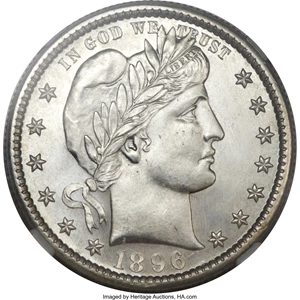 image for: 1896-S 25C MS66 NGC....