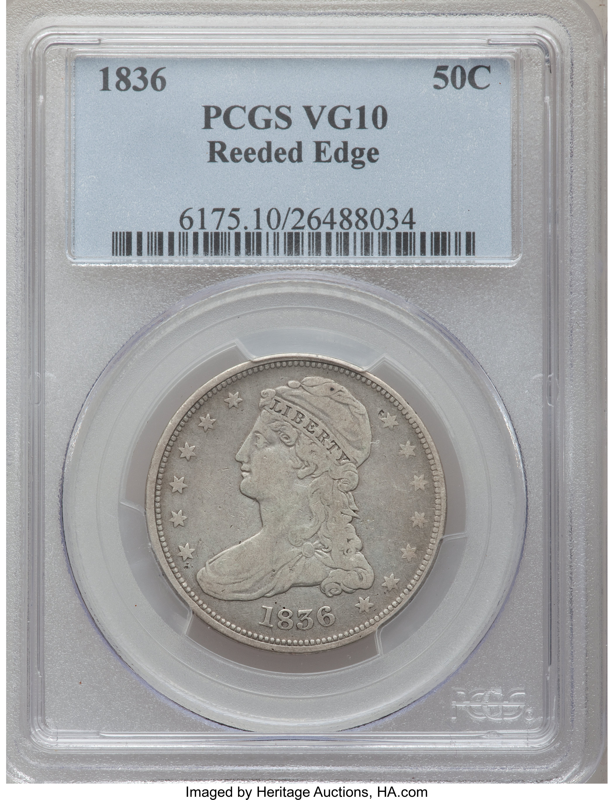Image for 1836 50c Reeded Edge VG10