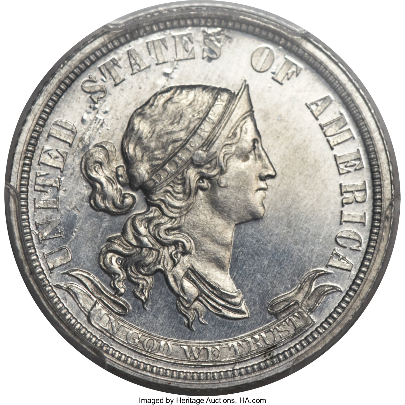 image for: 1869 25C Standard Silver Quarter Dollar, Judd-731, Pollock-812, High R.7 -- Laminated Planchet -- PR63 PCGS Secure....